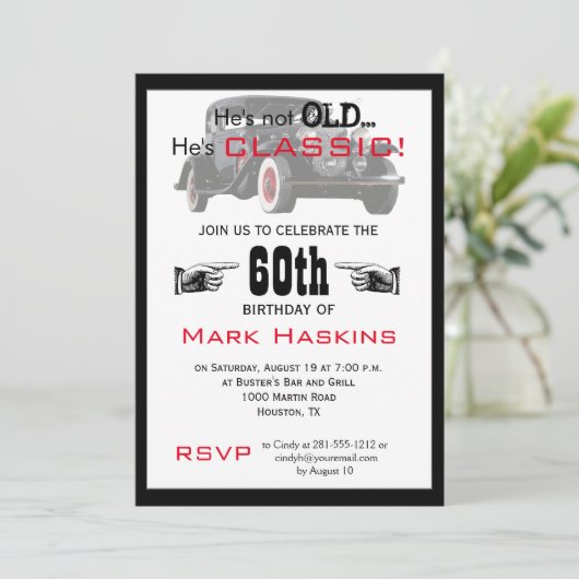 Niet oude, maar klassieke uitnodiging voor geboort (Staand voorkant)