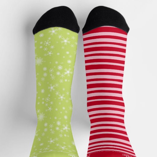 Niet-overeenkomende roze rode streep groene sneeuw sokken (Top)