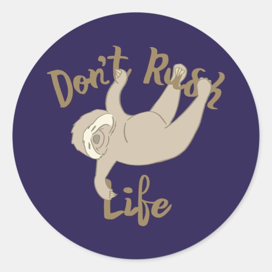 Niet overhaast leven luiaard ronde sticker (Voorkant)