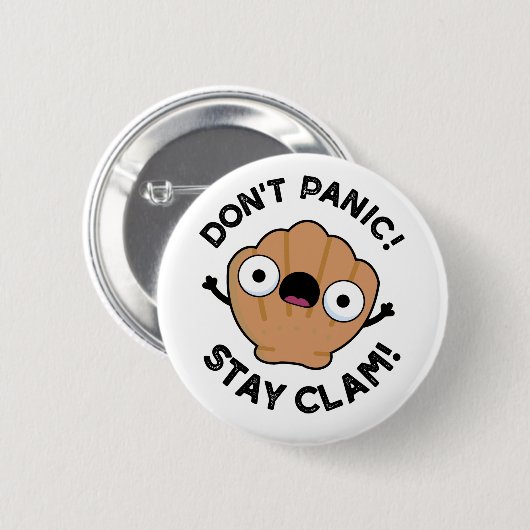 Niet panic Blijf Clam Funny Animal Pun Ronde Button 5,7 Cm (Voorkant /achterkant)