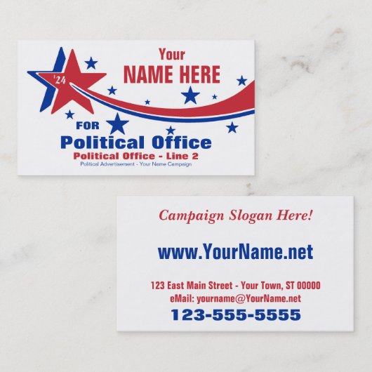 niet-partijgebonden verkiezingscampagne visitekaartje (Voorkant / Achterkant)