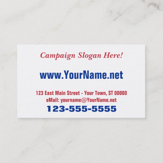 niet-partijgebonden verkiezingscampagne visitekaartje (Achterkant)