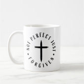 Niet perfect, alleen vergeven, door geloof geïnspi koffiemok (Links)