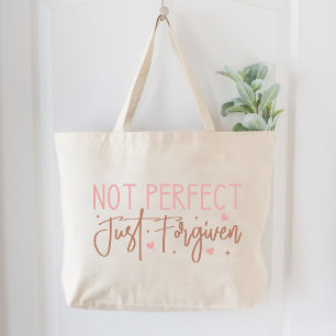 Niet perfect, maar vergeven Christelijke vrouwen Grote Tote Bag