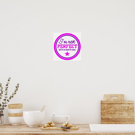 NIET PERFECT poster - roze (Keuken)