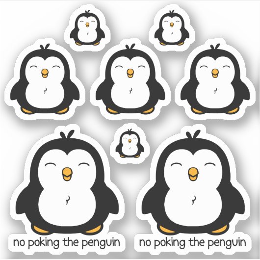 Niet Poking The Penguin 8 Contour Cut Sticker (Voorkant)