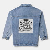 Niet raar, limited edition, unieke quotes, omarmen denim jacket (Achterkant)