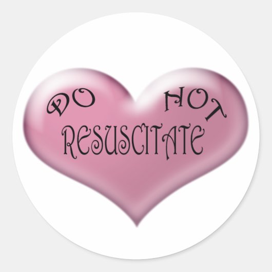 Niet reanimeren Roze hart Ronde Sticker (Voorkant)