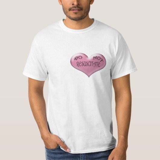 Niet reanimeren Roze hart T-shirt (Voorkant)