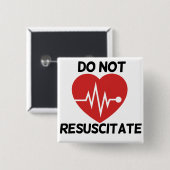 Niet reanimeren vierkante button 5,1 cm (Voorkant /achterkant)