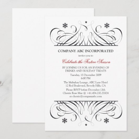 Niet-religieuze Feestdagen Corporate Party Kaart (Voorkant / Achterkant)