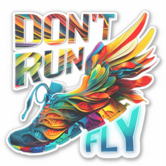 Niet rennen, vliegen | Neon Running custom cut vin Sticker (Voorkant)