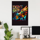 Niet rennen, vliegen | Neon Running shoe Poster (Thuiskantoor)