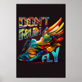 Niet rennen, vliegen | Neon Running shoe Poster (Voorkant)