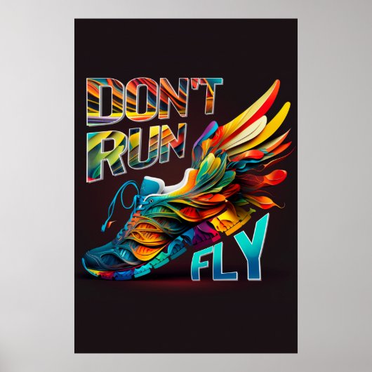 Niet rennen, vliegen | Neon Running shoe Poster (Voorkant)
