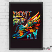 Niet rennen, vliegen | Neon Running shoe Poster