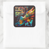 Niet rennen, vliegen | Neon Running shoe Vierkante Sticker (Tas)