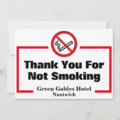 Niet roken - Bedankt voor het niet roken van Kaart (Voorkant)