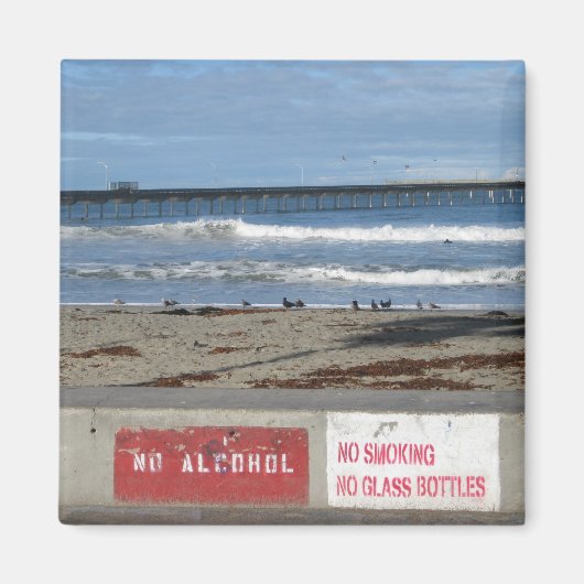 Niet roken, geen alcohol, geen glazen flessen magneet (Voorkant)