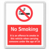 Niet roken in auto's onder de 16 jaar sticker (Voorkant)