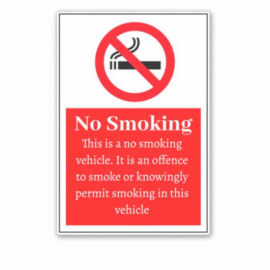 Niet roken in de auto sticker (Voorkant)