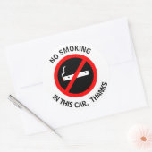NIET ROKEN IN DEZE AUTO. BEDANKT RONDE STICKER (Envelop)