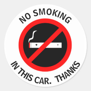 NIET ROKEN IN DEZE AUTO. BEDANKT RONDE STICKER