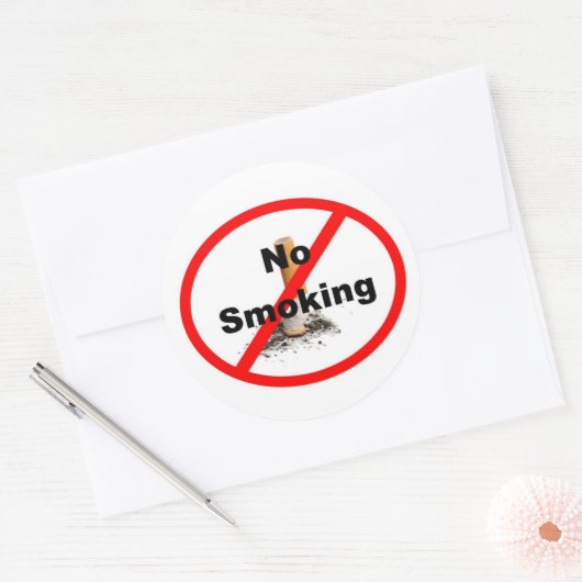 Niet roken Sticker! Ronde Sticker (Envelop)
