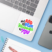 Niet rood vs blauw, miljardairs vs you vinyl Stick Sticker (Laptop met iPhone)