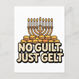 Niet Schuld Maar Geld Grappige Hanukkah Joodse Joo Uitnodiging Briefkaart