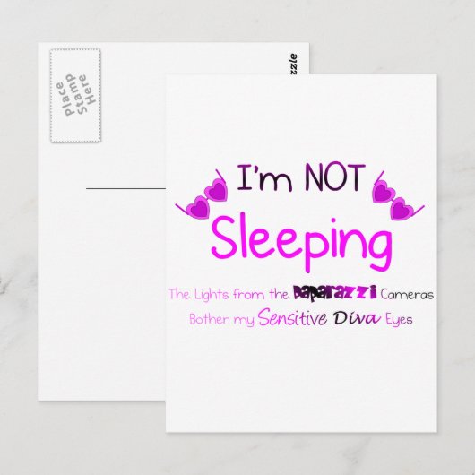 Niet slapen briefkaart (Voorkant / Achterkant)