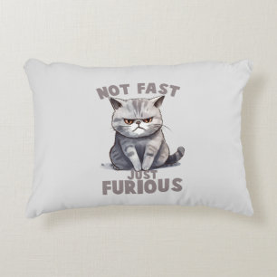 Niet snel, gewoon woedend - Grey Cat Humor Accent Kussen