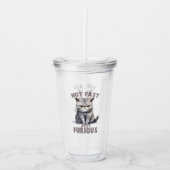 Niet snel, gewoon woedend - Grey Cat Humor Acryl Drinkbeker (Voorkant)