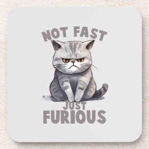 Niet snel, gewoon woedend - Grey Cat Humor Bier Onderzetter