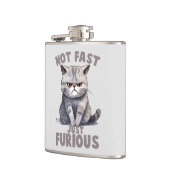 Niet snel, gewoon woedend - Grey Cat Humor Heupfles (Links)