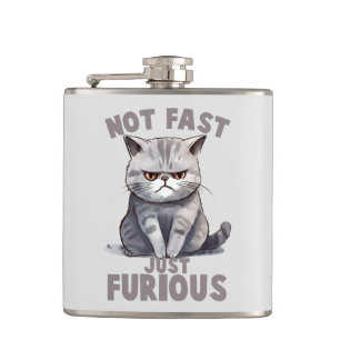 Niet snel, gewoon woedend - Grey Cat Humor Heupfles