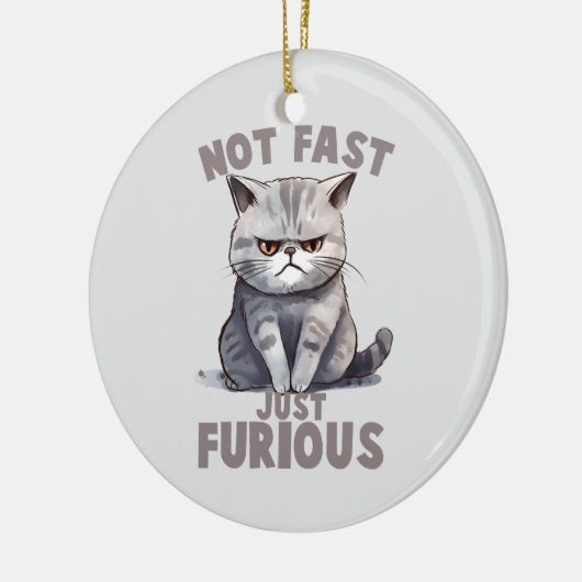 Niet snel, gewoon woedend - Grey Cat Humor Keramisch Ornament (Links)
