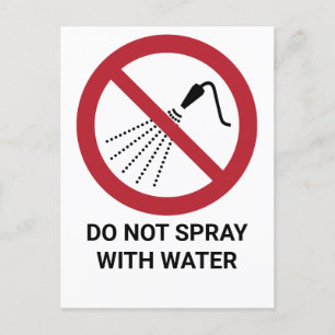 Niet sprayen met water, verbodsbord briefkaart