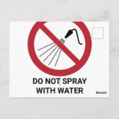 Niet sprayen met water, verbodsbord briefkaart (Achterkant)