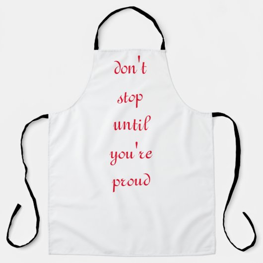 niet stoppen schort (Voorkant)