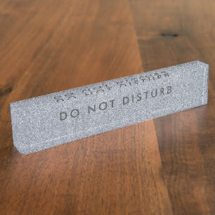 Niet Storen Bord Glitter Zilver Zakelijk Naambordje
