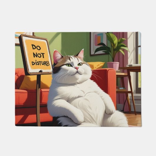 Niet Storen Dikke Kat Grappig Deurmat (Voorkant)