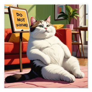 Niet Storen Dikke Kat Grappig Foto Afdruk