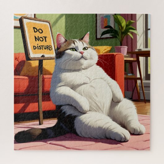 Niet Storen Dikke Kat Grappig Legpuzzel (Verticaal)