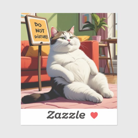 Niet Storen Dikke Kat Grappig Sticker (Vel)