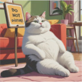 Niet Storen Dikke Kat Grappig Sticker (Voorkant)