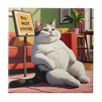 Niet Storen Dikke Kat Grappig Tegeltje