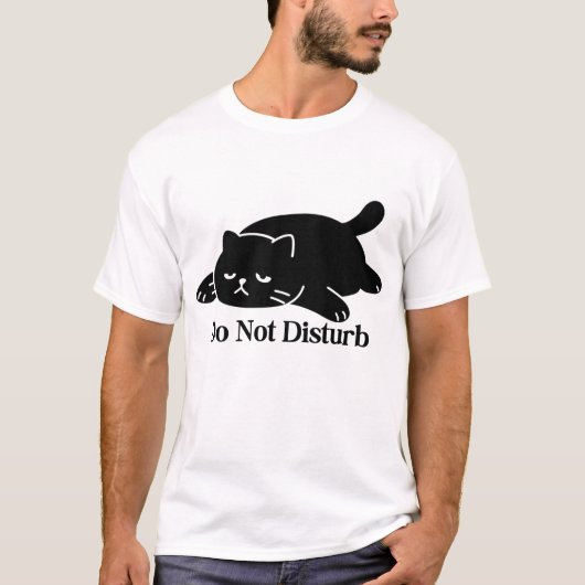 Niet Storen Kat T-shirt Cute Zwarte Kat (Voorkant)
