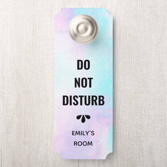 Niet storen Modern Blauw & Paarse Waterverf Deurhanger (Op knop)