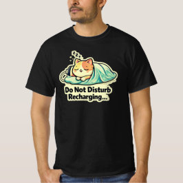 Niet Storen Opladen Cute Slapende Kat Ontwerp T-shirt